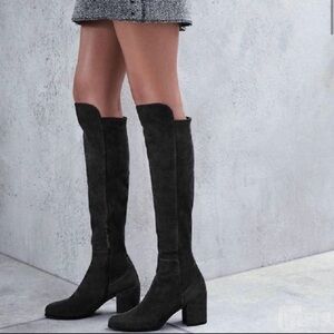 Stuart Weitzman Alljack Suede Block-Heel Knee Boots 9.5